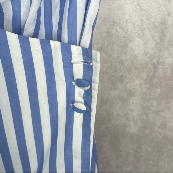 STAUD Cotton Poplin Stripe Faux Wrap Maxi Dress In Blue Women's Size 4 - Picture 6 of 9